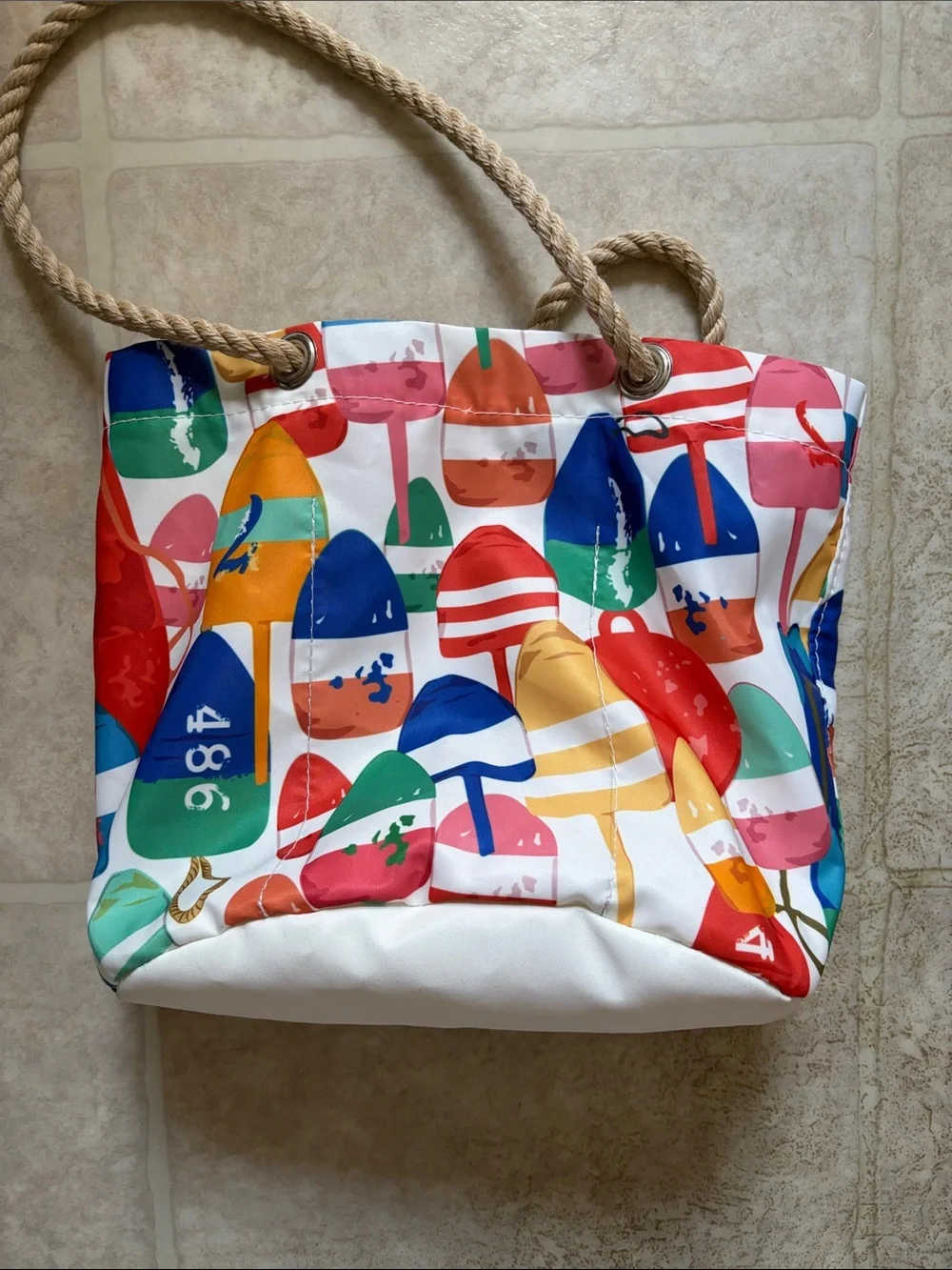 Sea Bags Maine Downeast Buoys Print Rope-Handle Tote